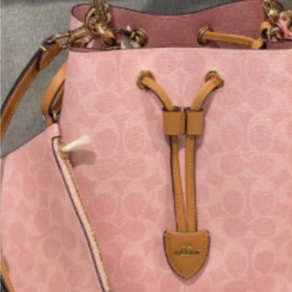 🍄Coach Rowan Bucket Bag in Signature Canvas w/ Charms - Picture 3 of 6
